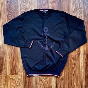 Paul & Shark Yachting Navy Anchor Merino Wool Crewneck Sweater